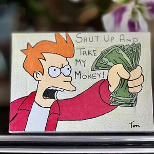 Futurama - Fry - Hand Drawn and Painted Canvas