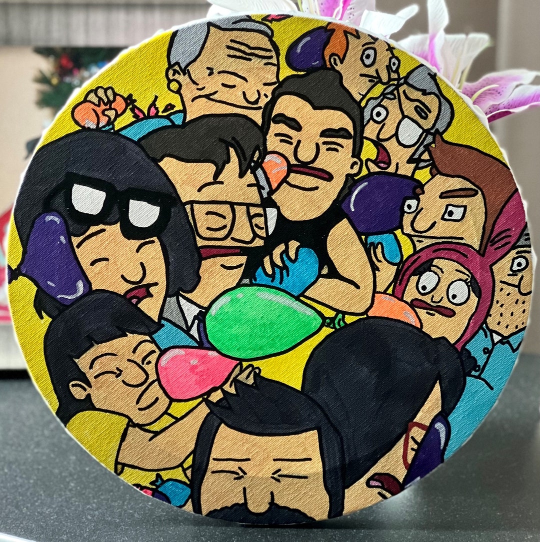 Bob's Burgers Water Balloon Fight Hand Drawn and Painted Canvas Etsy