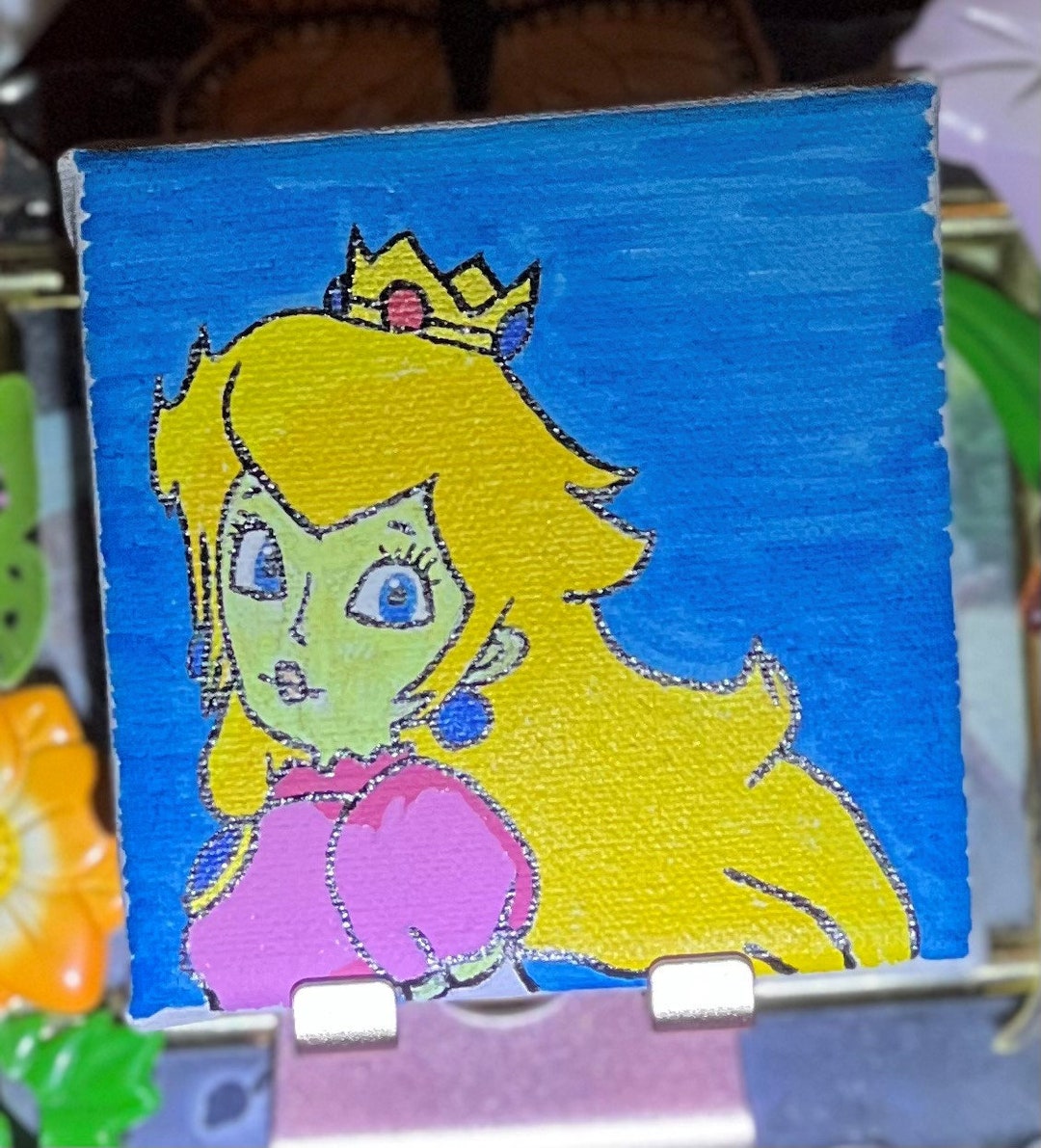 super-mario-brothers-princess-peach-hand-drawn-and-painted-canvas-etsy