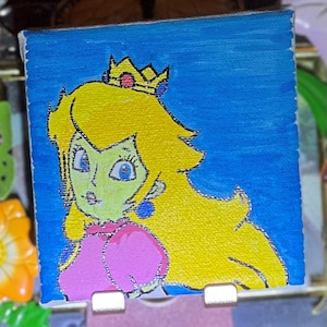 Super Mario Brothers - Princess Peach - Hand Drawn and Painted Canvas