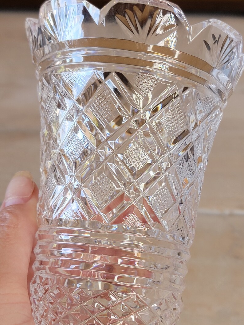 Vintage Waterford Crystal 7 Vase With Scalloped Edge Ice Cream Cup Etsy