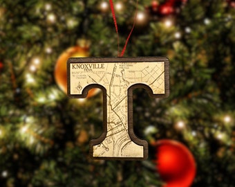 Knoxville Volunteers Tennessee Christmas Ornament - Christmas Tree Ornament in shape of Tennessee. Housewarming Gift for Moving To Tennessee
