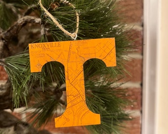 Knoxville Volunteers Tennessee Christmas Ornament - Christmas Tree Ornament in shape of Tennessee. Housewarming Gift for Moving To Tennessee