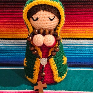 Virgin Mary/Virgen de Guadalupe amigurumi dolls with mini rosary