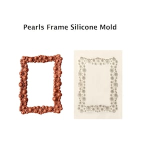 Pearl Frame Silicone Mold, Rectangle Frame Mold, Beads Mirror Mold
