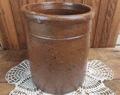 Vintage Cinnamon Brown 2 Gallon Stoneware Salt Glazed Crock