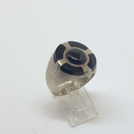 Vintage Mexican sterling silver onyx ring #47