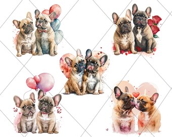 French bulldog couple, valentines frenchie, cute frenchie png, valentines day png, 5 cute frenchie digital download, valentines sublimation