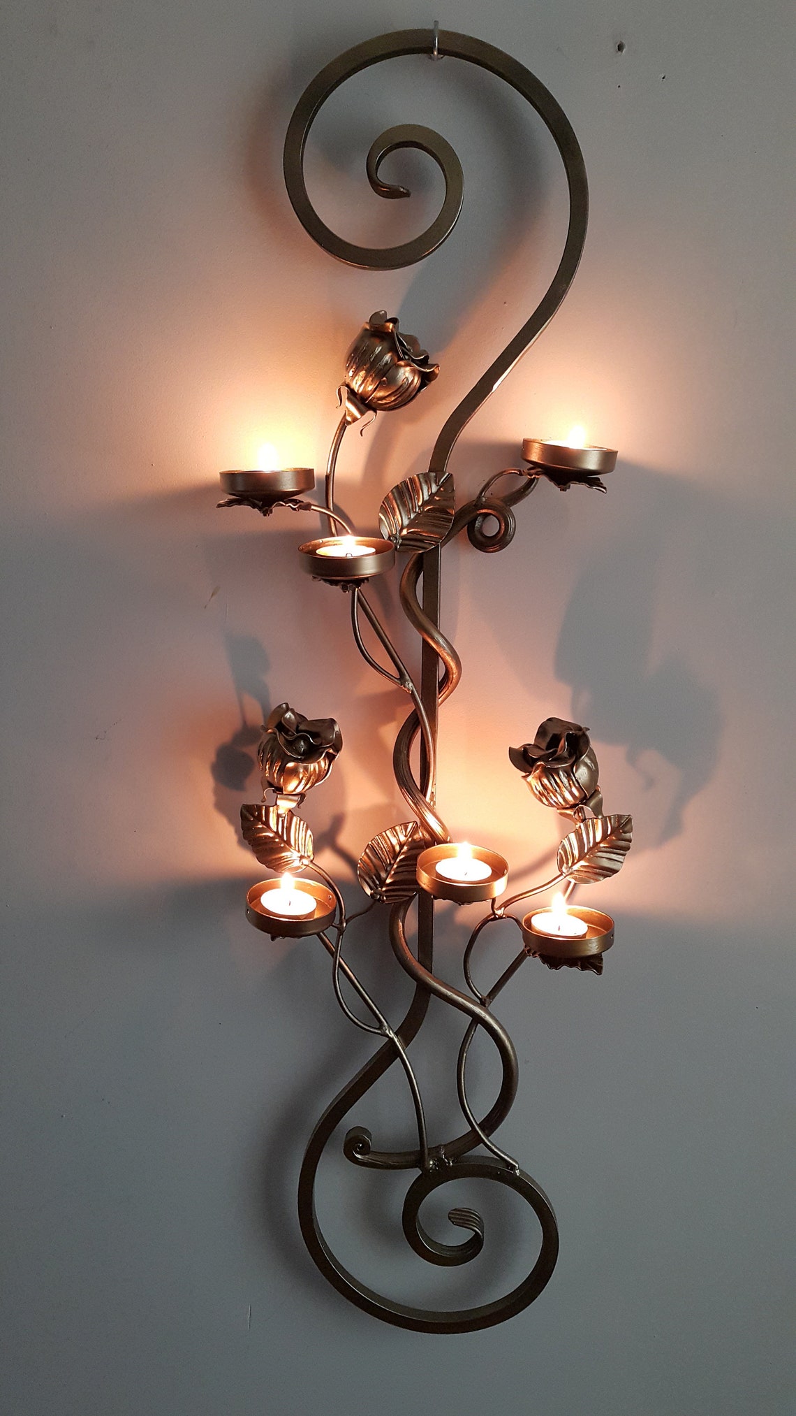 Wall Art Decor Large Candle Holder Hanging Steel Etsy