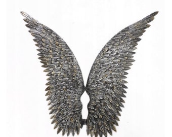 Extra Large Angel Wings Wall Decoration Metal Art,Wall Sculpture Angel Wings ,Color Silver  40"x39" MetalArtGallery,Home Decor