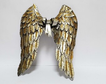 Metal Angel Wings Wall Decoration  Metal Art,Wall Sculpture Angel Wings ,Color GOLD 15,75"x12,60" Metal Art Gallery