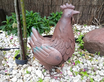 Hen Metal Garden Figure,Metal Animals Figurine,Garden Sculpture Animals,Chicken Farm House Decor,Metal Art Gallery