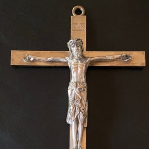 Vintage Brass And Silver Metal Crucifix.