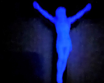 Vintage 1970s Glow in the Dark Crucifix Wall Cross.