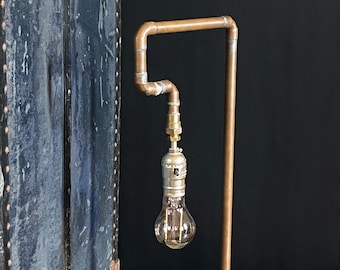 Industrial Copper Piping Desk Lamp.