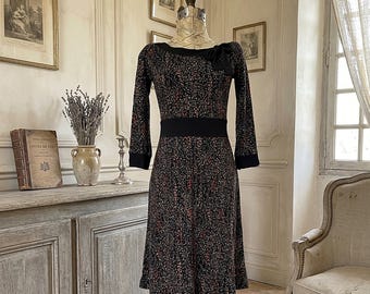Rabbit Rabbit Designs Confetti Knit Fit Flare Dress with Bow Accent