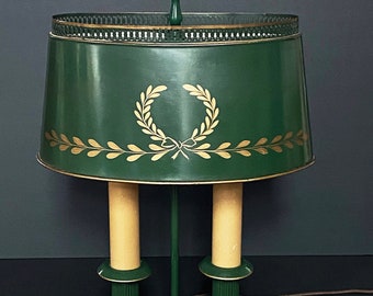 Vintage Mid Century Original Toleware Bouillotte Lamp.