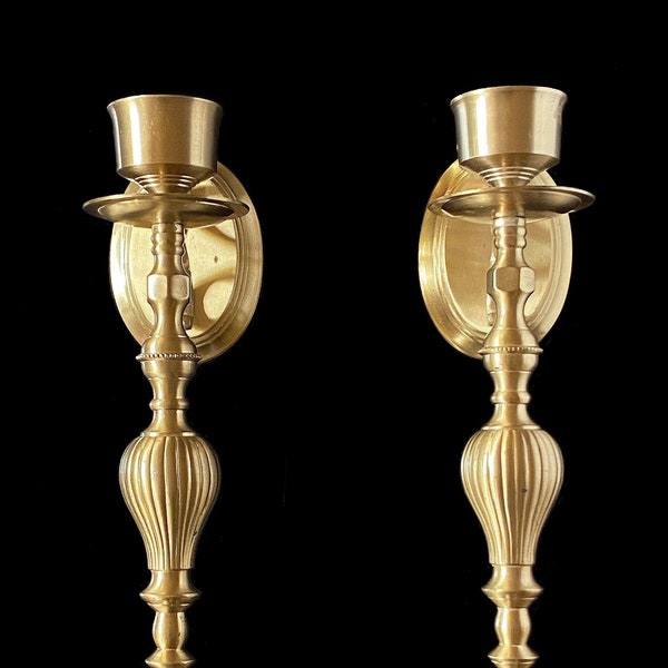 Vintage Set Of Brass Candle Holders / Wall Sconces.