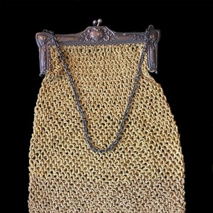 Antique Victorian Crochet Purse: Silver Plated Frame, Ornate Display Piece
