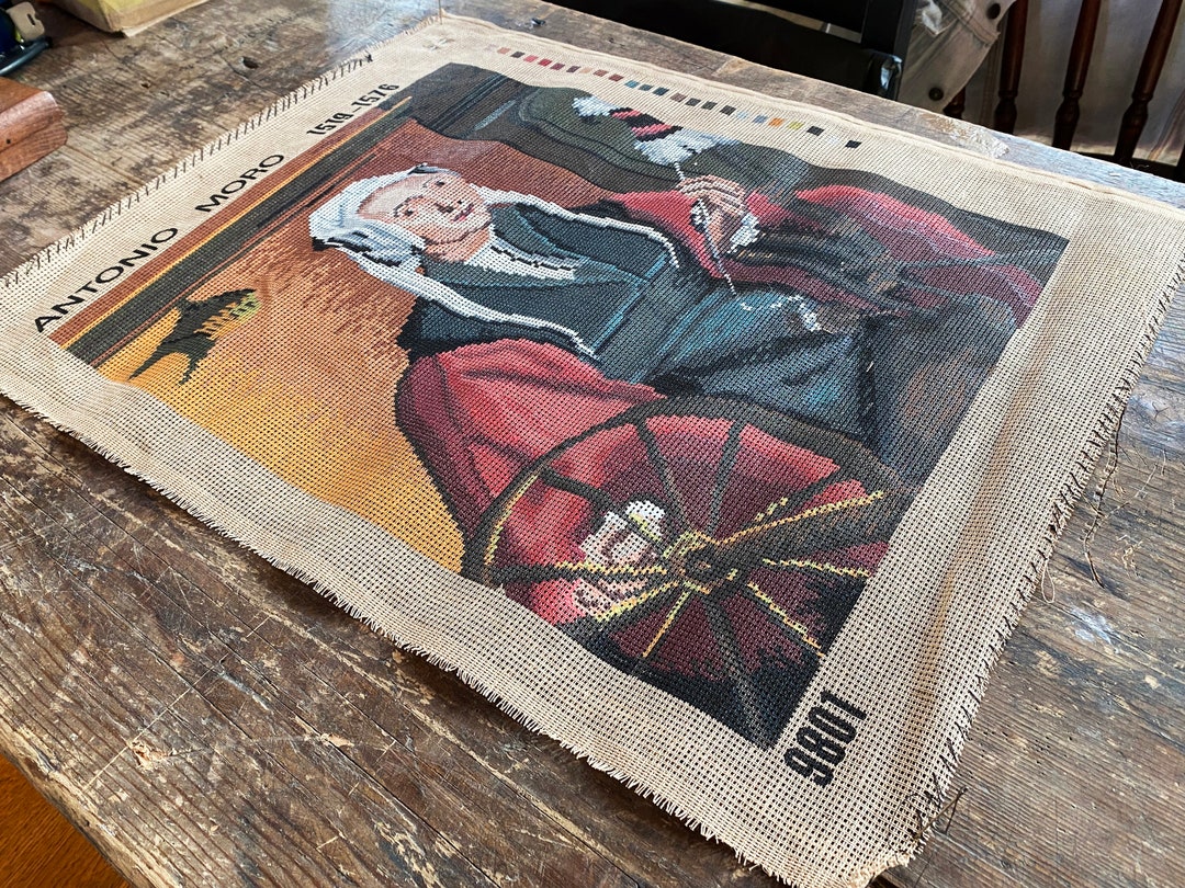 A Selection of Vintage Needlepoint Canvases of Old Master Paintings by