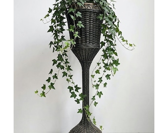 Antique Plant Stand.  Victorian Wicker Pedestal 37 Inch.  Vintage Goblet Planter. c. 1900s.