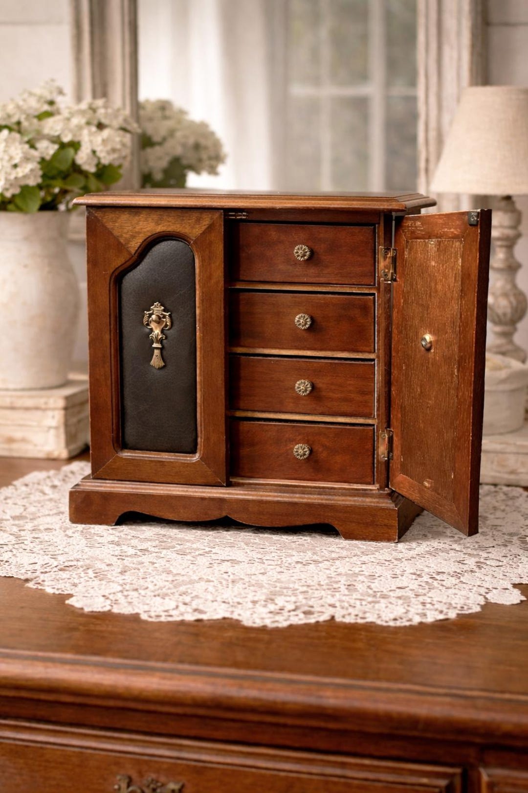 Jewelry Cabinet. Large Musical Toyo Japan Wooden Multi