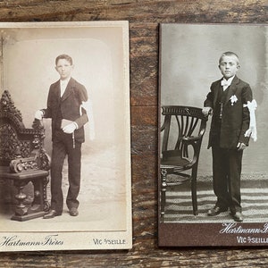 Antique Sepia Cabinet Cards from France: Captivating First Communion Images.