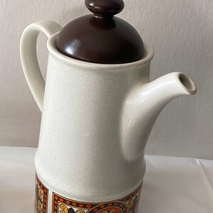 Vintage Coffee Set. Mid Century Sadler Stoneware Border Mission Pattern. Retro 70s Kitchen Decor. 画像 6