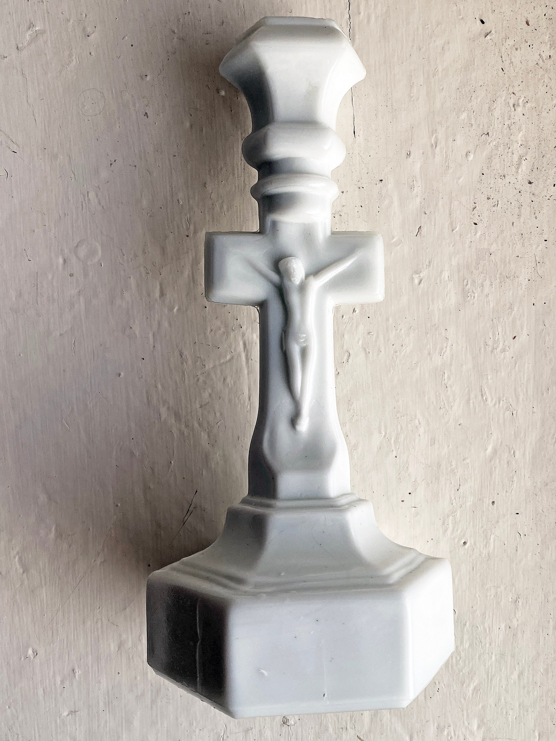 Antique Milk Glass Crucifix Candle Holder. Etsy