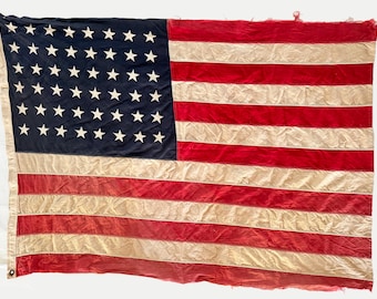 Vintage 48 Star American Flag: Distressed Americana Wall Decor