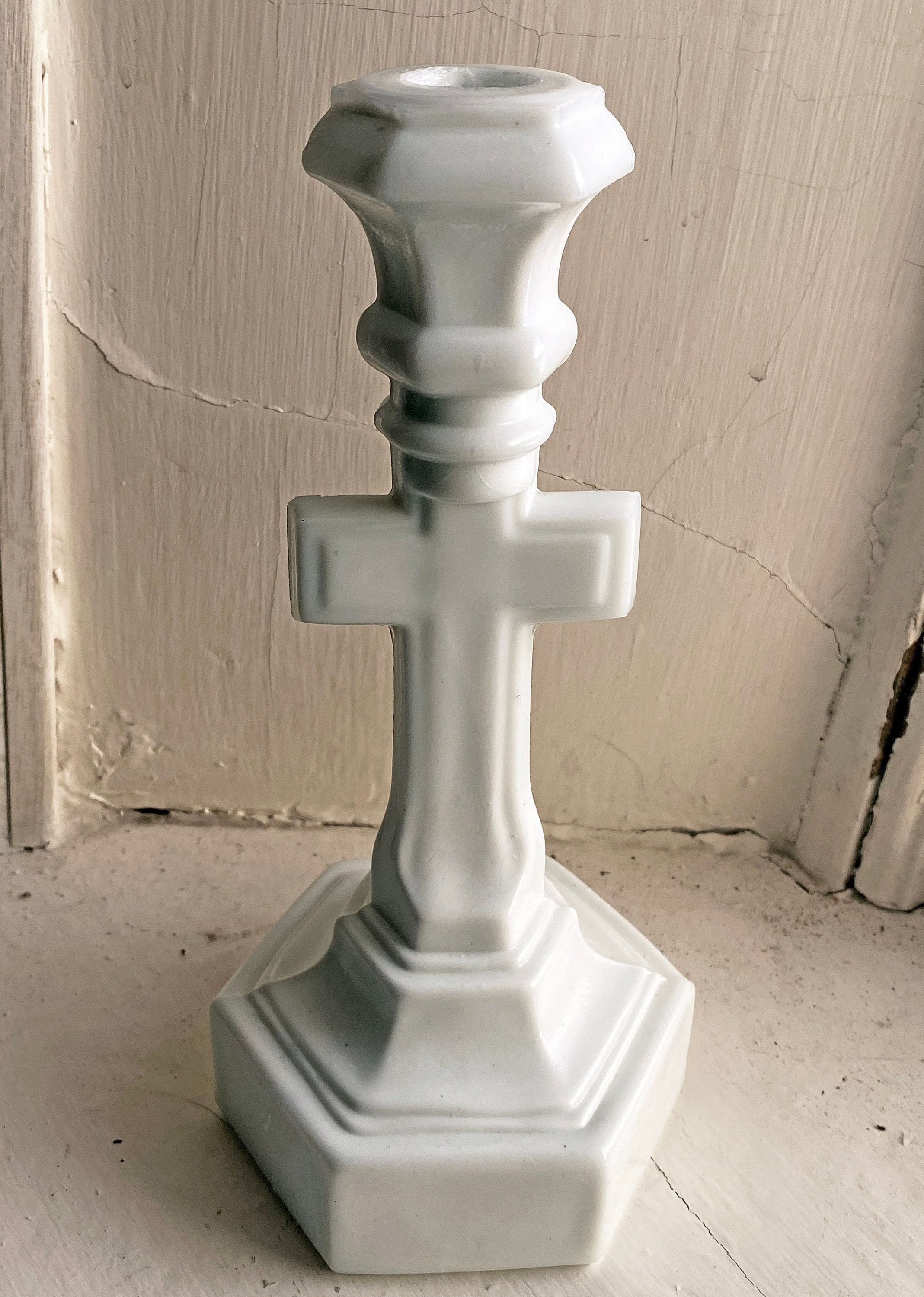 Antique Milk Glass Crucifix Candle Holder. Etsy