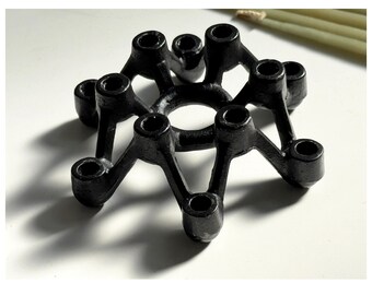 Mid Century Modern Cast Iron Spider Candle Holder – 12 Arm Starburst Japan