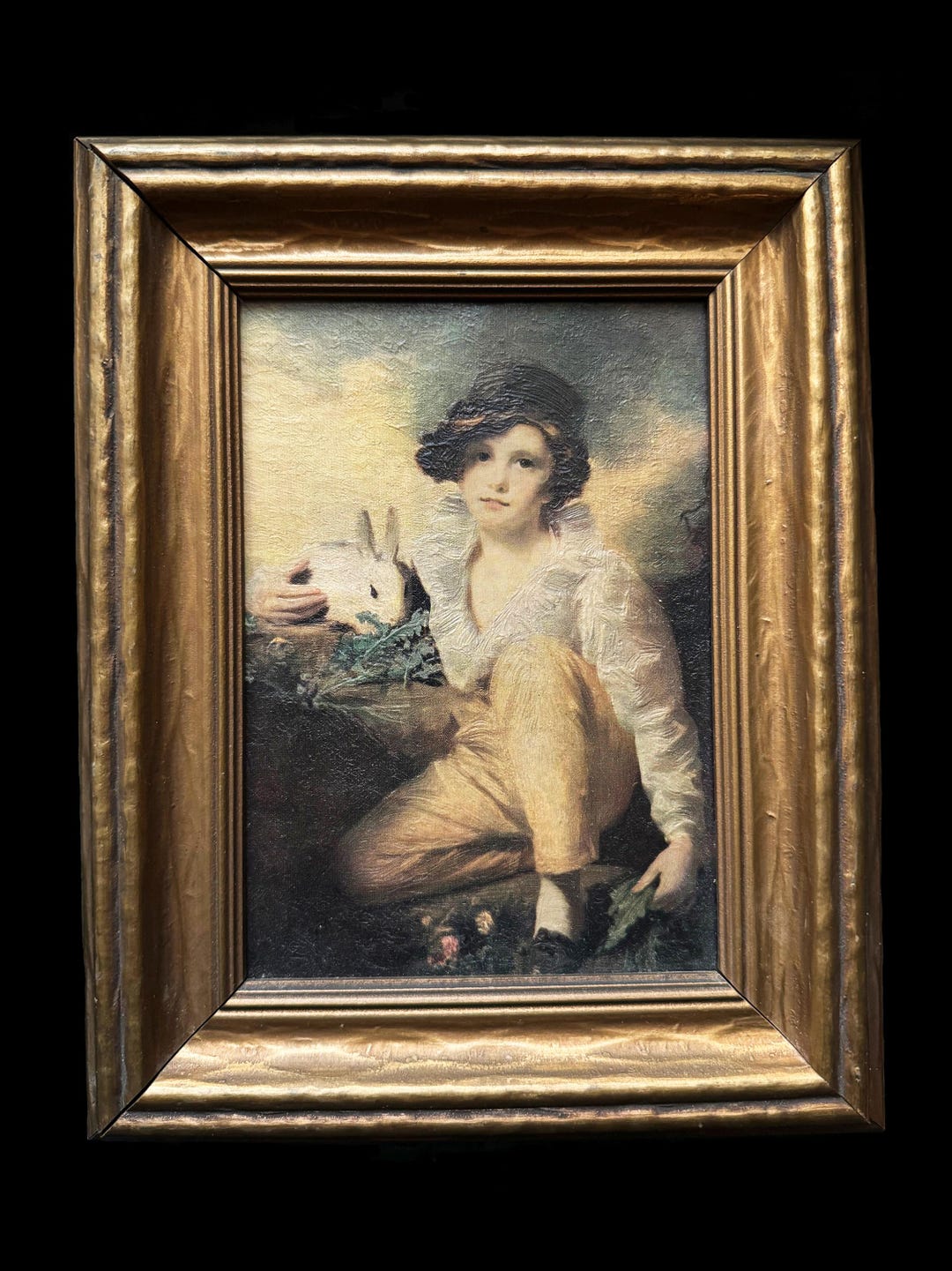 Vintage Oilette Print 'boy and Rabbit' by Henry Raeburn in Gilded Frame ...