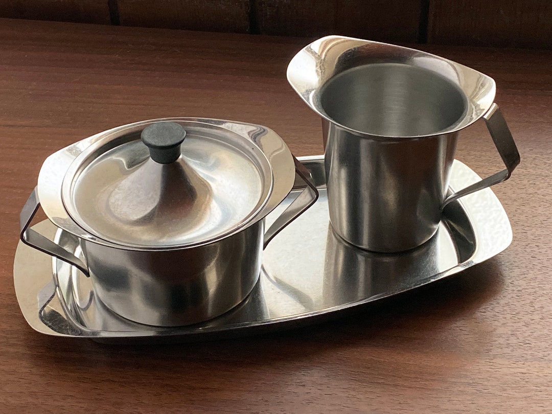 Vintage Alessi Stainless Steel Creamer and Sugar Bowl Set. Etsy