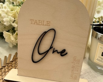 Letrero con número de mesa para bodas