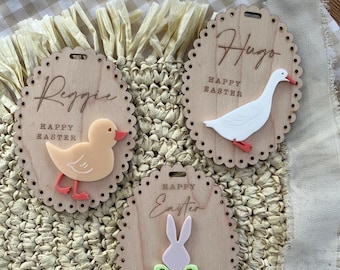 Etiqueta de madera de Pascua personalizada
