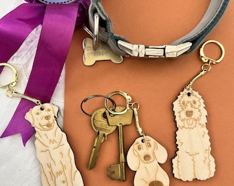 Wooden Dog Key Ring - Personalised