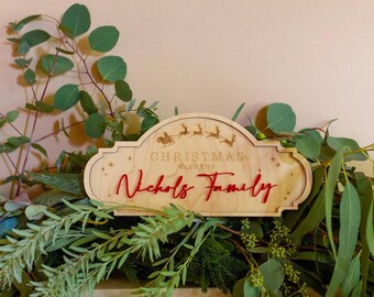 Letrero navideño de madera personalizado
