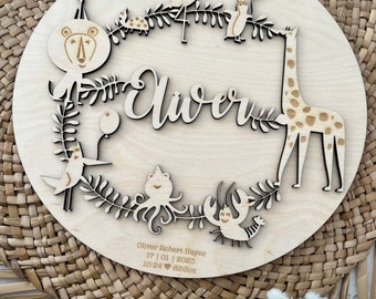 Letrero con nombre personalizado para regalo de animal / Decoración de guardería de animales