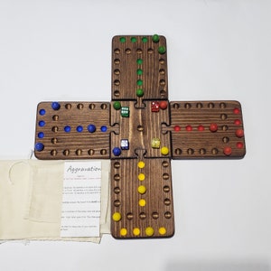 Aggravation Marble Board Game: Wood, Red Oak Stain, 2-4 Player, glass marbles