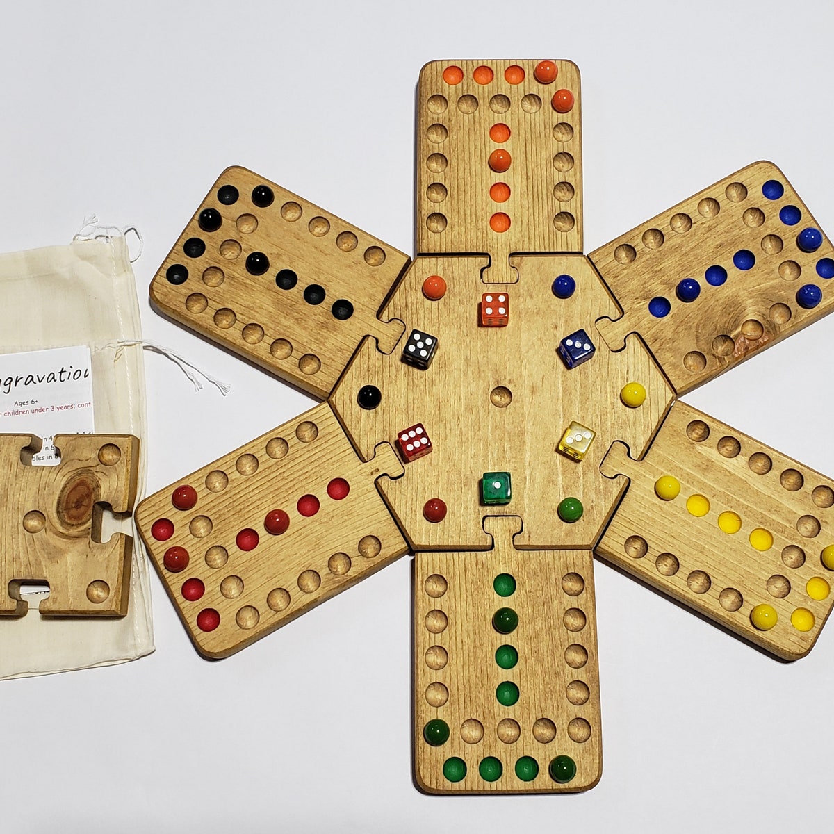 Aggravation Marble Board Game 2 3 4 5 6 Players 17 Inches Assembled Wood With Glass Marbles Stained Golden Oak - Etsy
