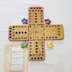 Aggravation Game: portable for 2-4 player, 5/8" glass marbles, 14" assembled