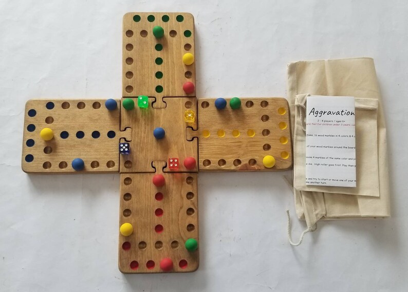 Aggravation Marble Game 2 3 4 Players Wood Golden Oak Stain Etsy