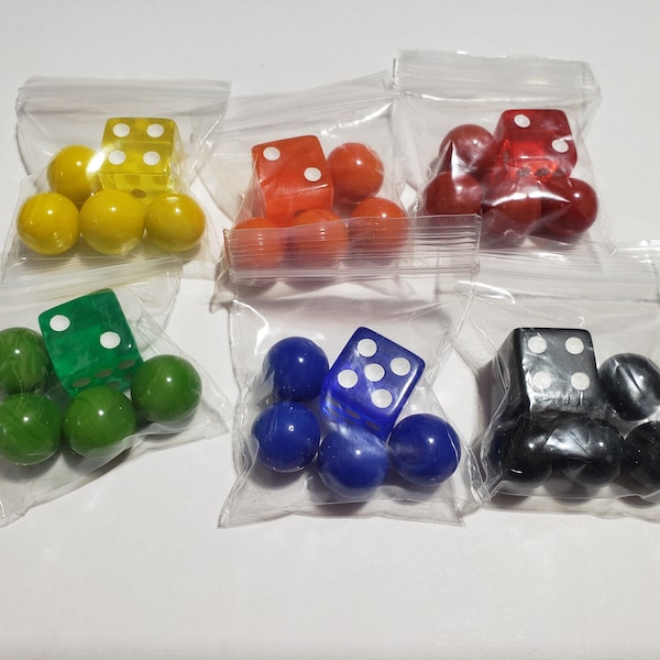 Glass marble and dice 16mm (5/8") packs aggravation extra replacement