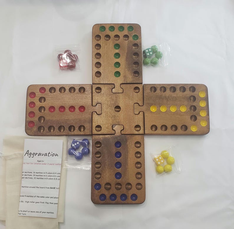 Aggravation Marble Board Game: Portable for 2-4 Players, 5/8