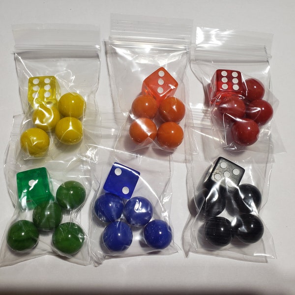 Glass marble and dice 18mm 11/16"-3/4") packs aggravation extra replacement