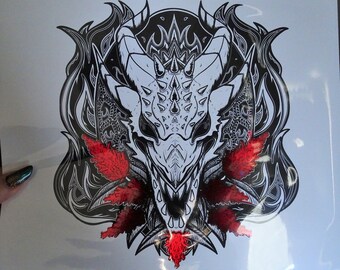 Dragon Skull Foil Print