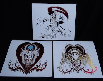 Demonic Skull Foil Valentines, Angel Skull Valentines, Death Foil Valentine, Love Cards