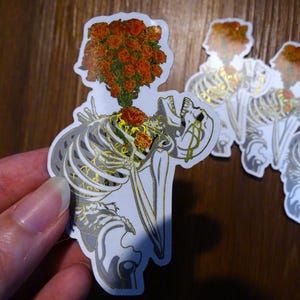 Foil Rose Skeleton Sticker