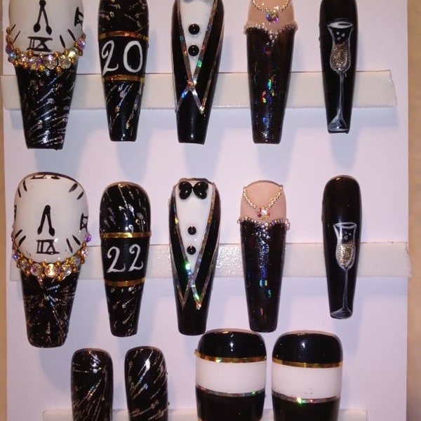 Black Tie Full Set of Press On Nails